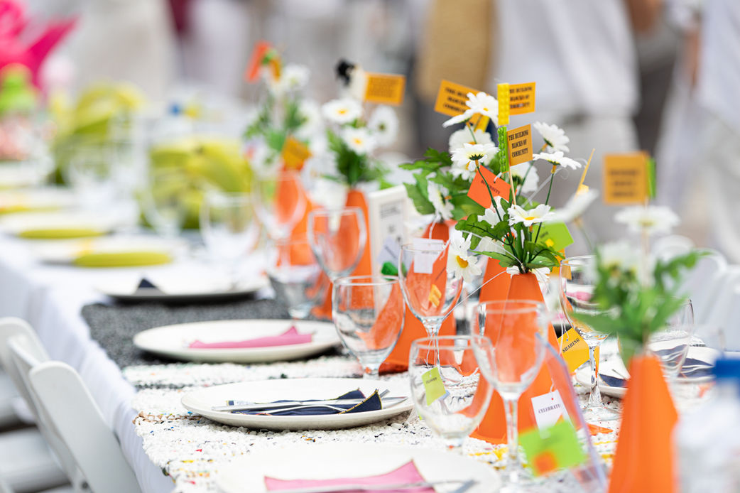 Storefront Manitoba's Table for 1200 Annual Fundraiser | Set tables with vibrant colours
