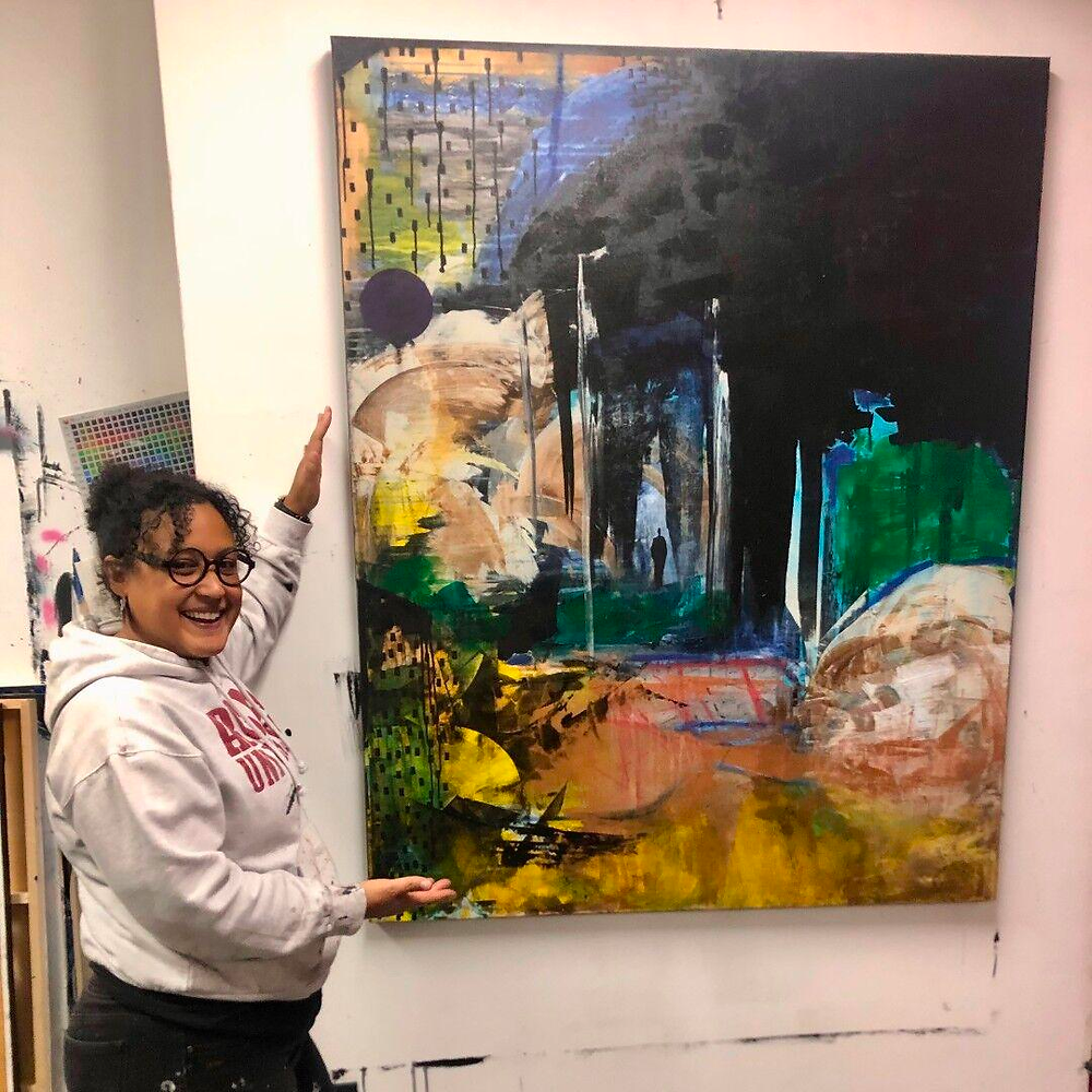 Artist Tamara Torres — seen here with her painting ‘Silent Enough to Listen to Fragments of Your Soul’ — has lent her creative eye to the LOTUS Project’s debut presentation.