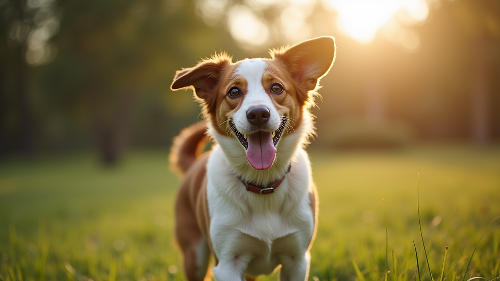 Augenhöhe Blick auf einen gesunden, aktiven Hund im Freien