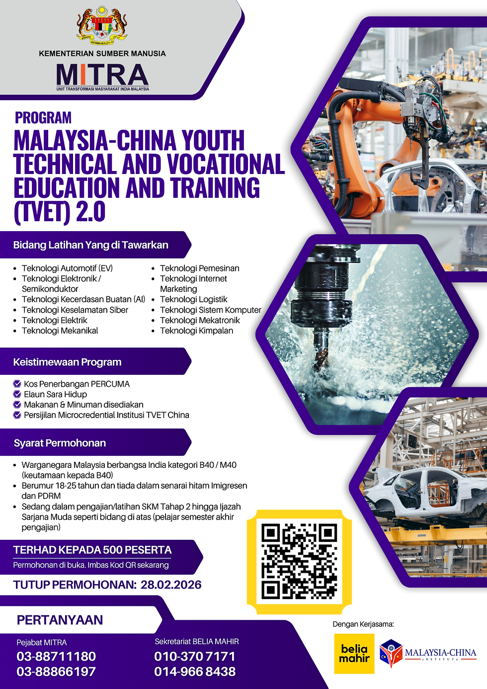 PROGRAM MALAYSIA–CHINA YOUTH TECHNICAL AND VOCATIONAL EDUCATION AND TRAINING (TVET) 2.0