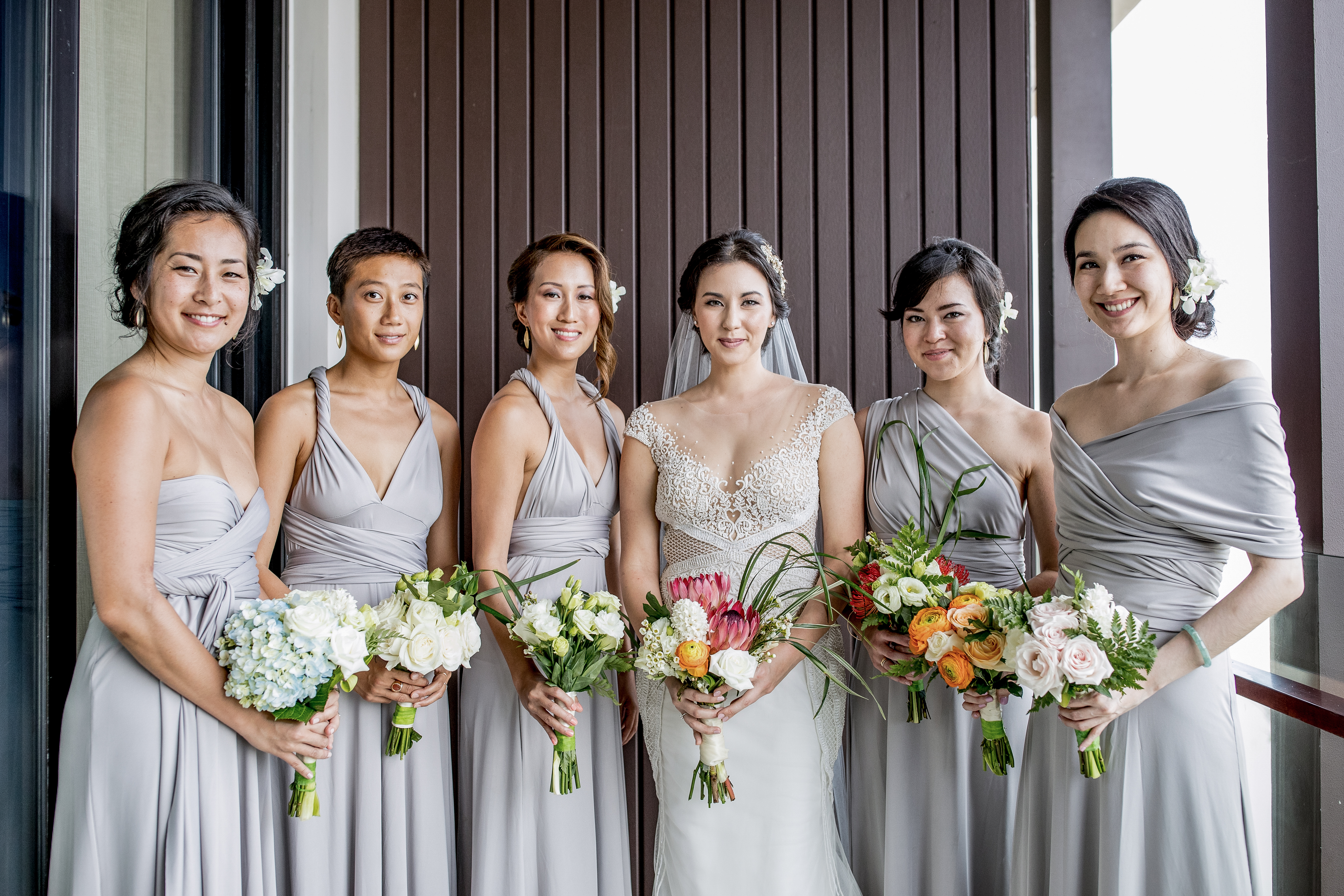 Bridesmaids in our Wrap Gown