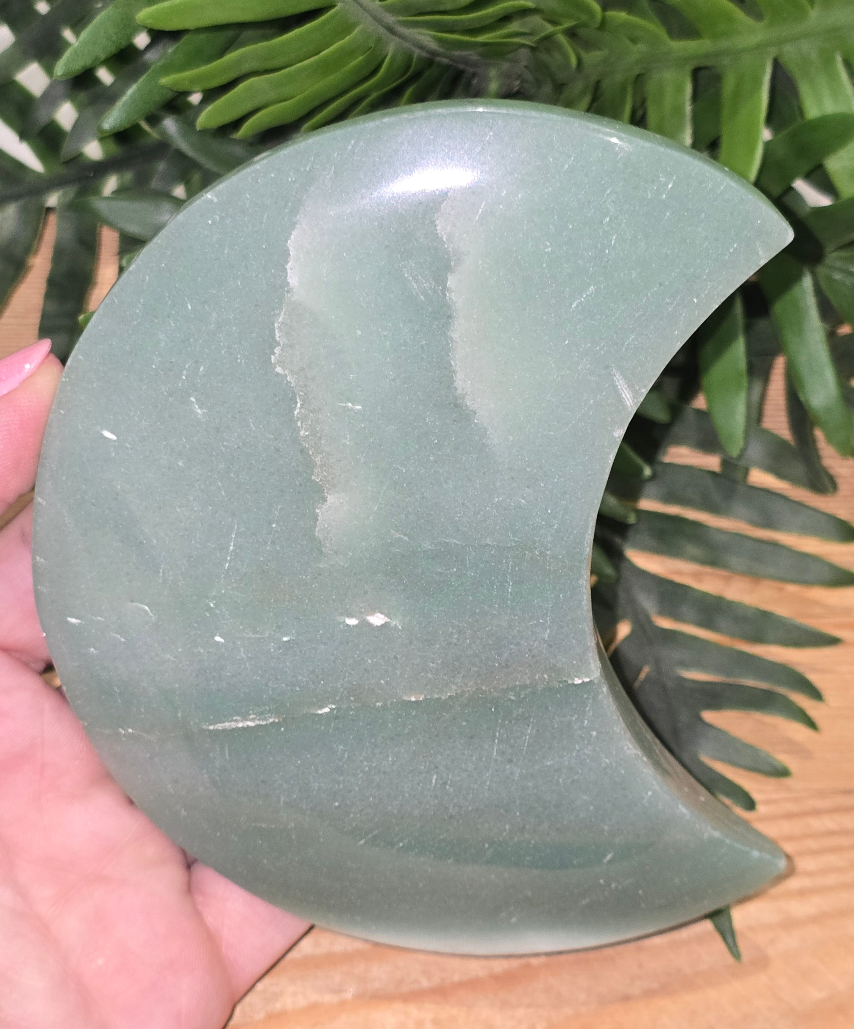 Green Aventurine Moon Carving