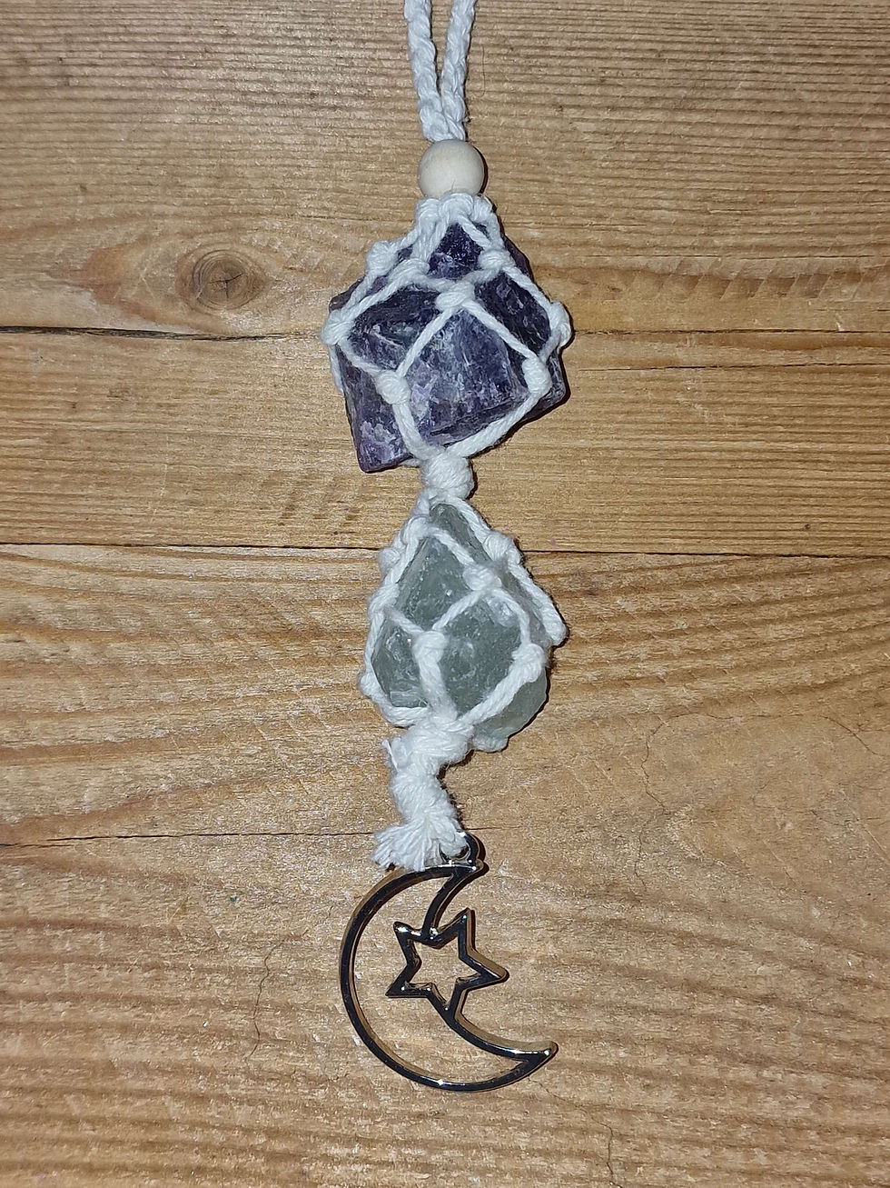 Thumbnail: Raw Crystal Macrame Hanging Decoration