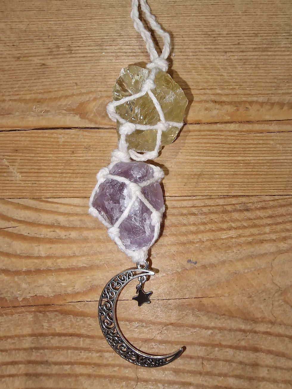 Thumbnail: Raw Crystal Macrame Hanging Decoration