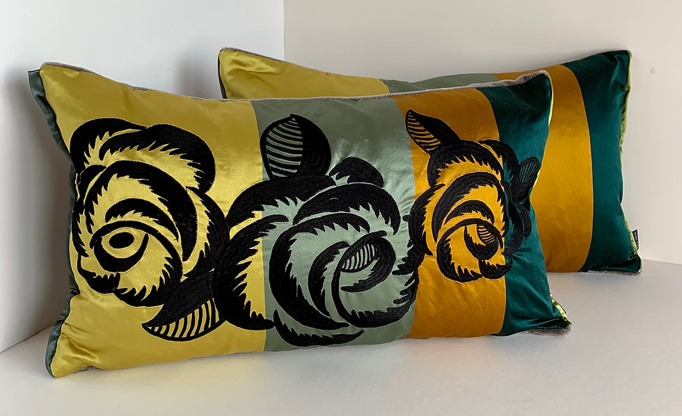 Thumbnail: DG Faux silk embroidery cushion 11" x 18"