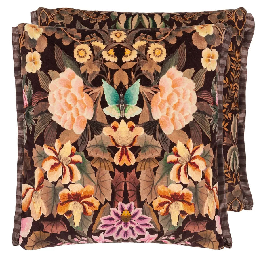 Thumbnail: Ikebana Damask Chocolate cushion, by Designer Guild @macfabhome