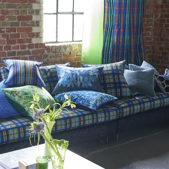 Thumbnail: BANIPUR AZURE LINEN CUSHION BY DG