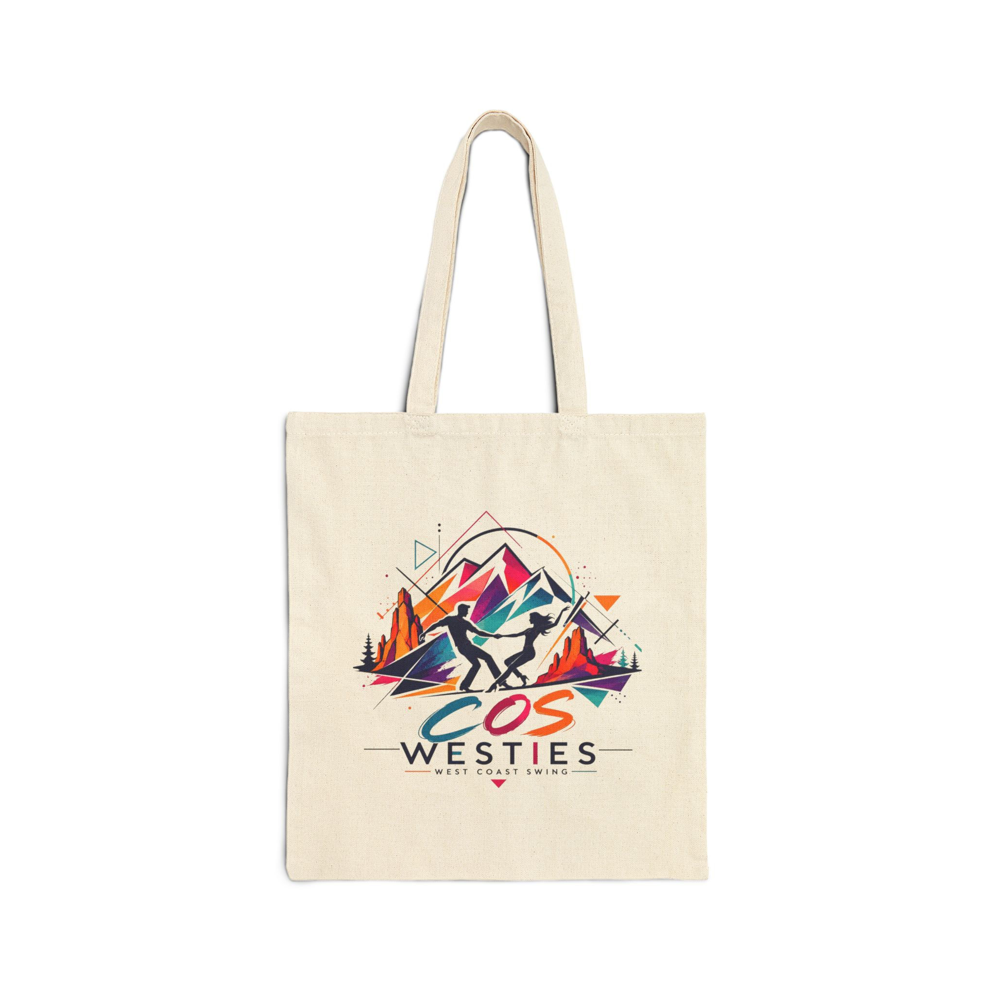 Tote Bag — Colorful Mountain Westie Design "COS Westies" Cotton Canvas Tote