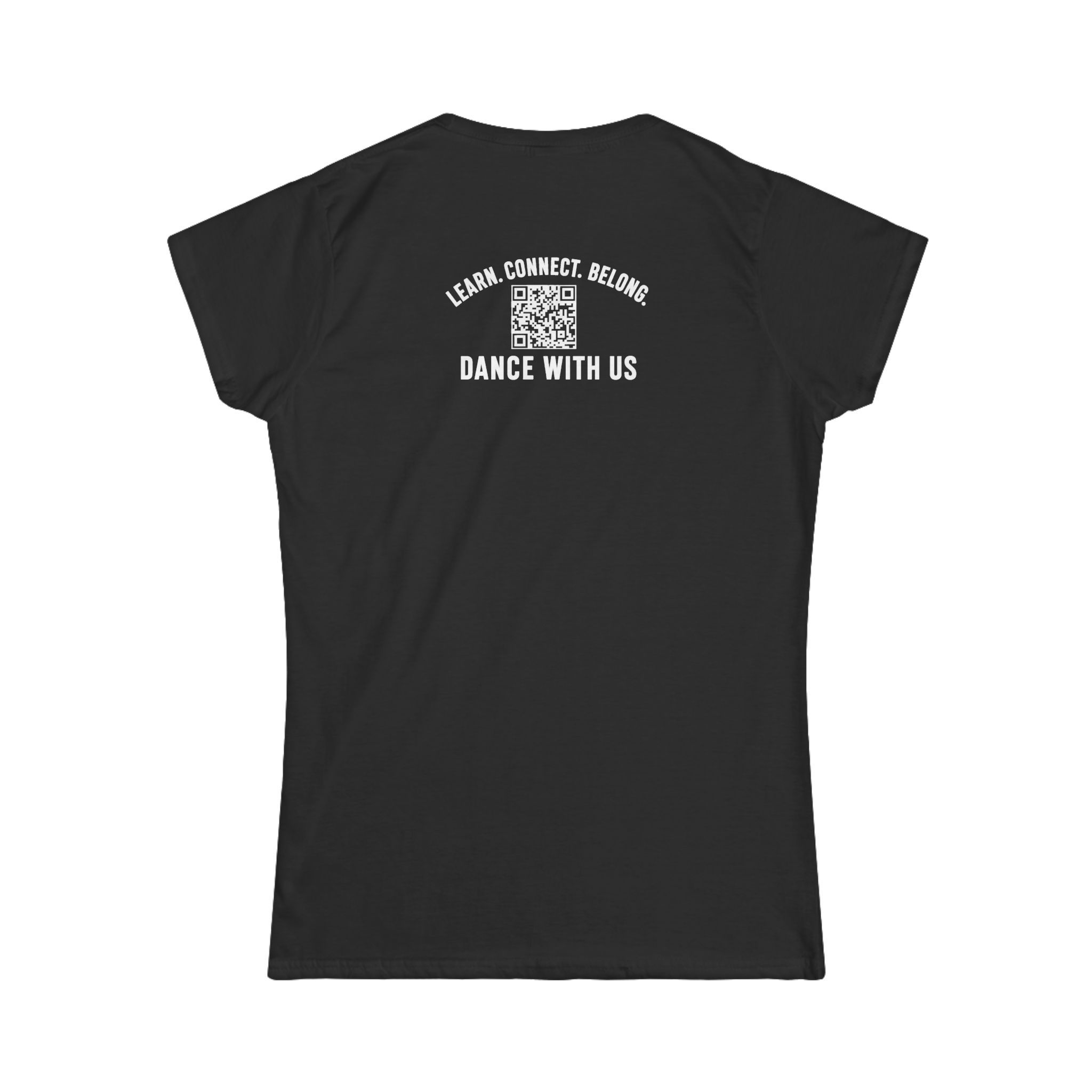 Women's Black Softstyle Logo Tee — QR Code Back