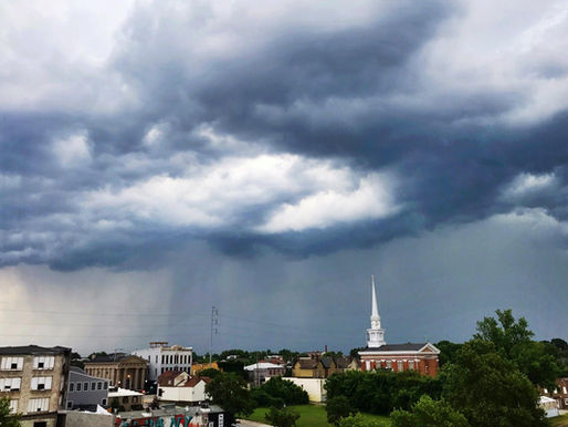 Storm clouds over downtown New Albany, Indiana