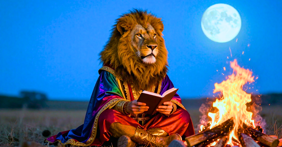 Leo person by campfire