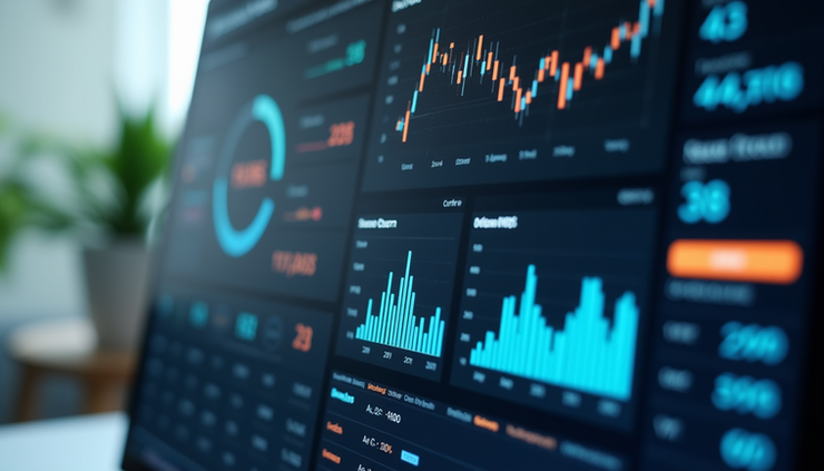 Eye-level view of a customer feedback dashboard showing NPS and churn metrics