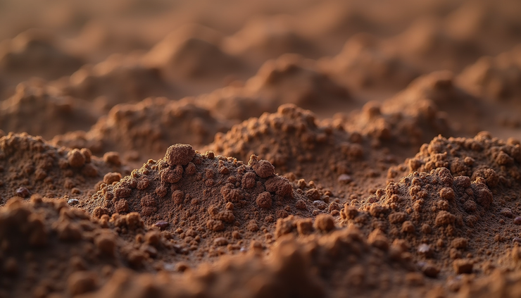Close-up view of clay soil layers showing fine particles and moisture content