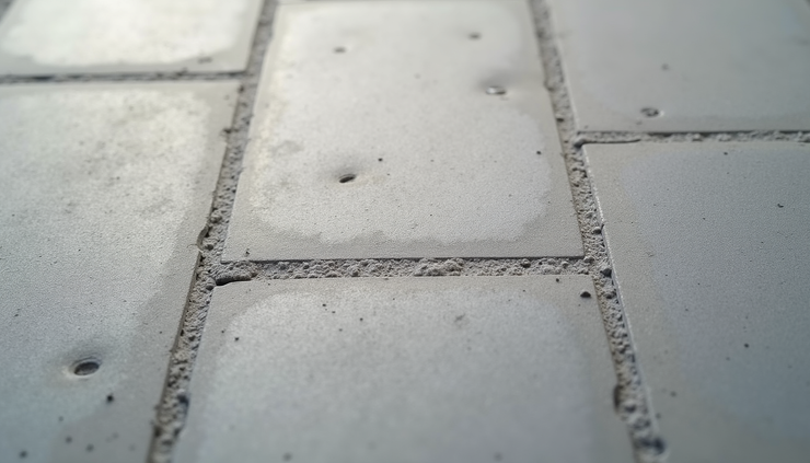 Close-up view of concrete sample showing texture and composition