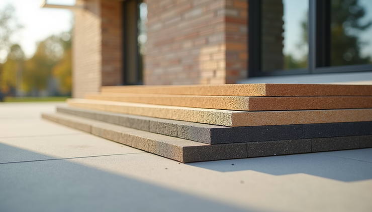 Close-up view of layered wall materials showing different textures and densities