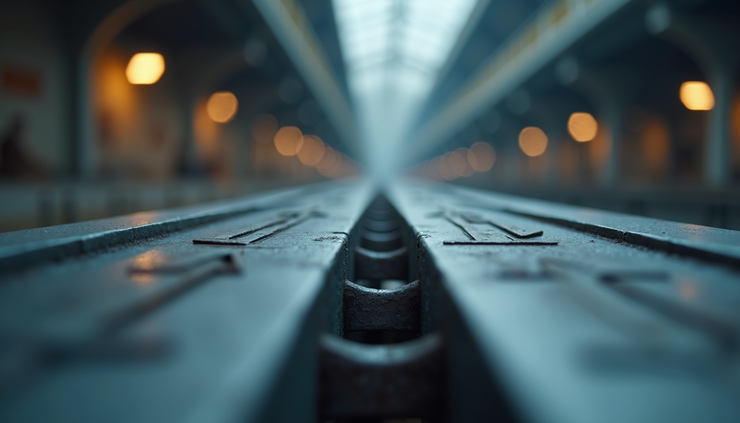Eye-level view of a metal beam with several forces applied at different points