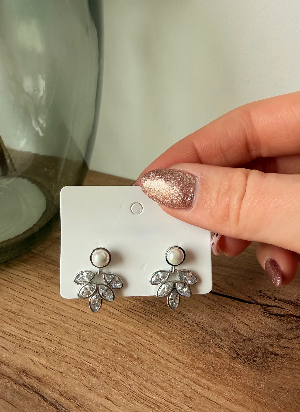 Miniature : Boucles d’oreilles Pearl Leaf 🍃✨