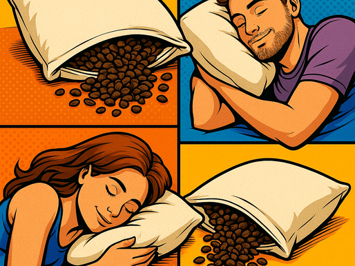 Modern illustration of buckwheat pillow with man and woman sleeping