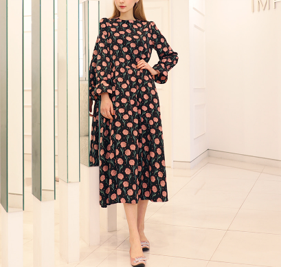 Lise black blossom dress