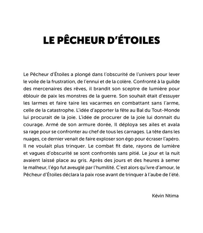 Texte issu d’une œuvre originale des Visuels de Face de Tract par Kévin Ntima. Écriture spontanée et poétique inspirée du collage, où les mots et les images se rencontrent pour créer une narration libre et ouverte à l’interprétation.