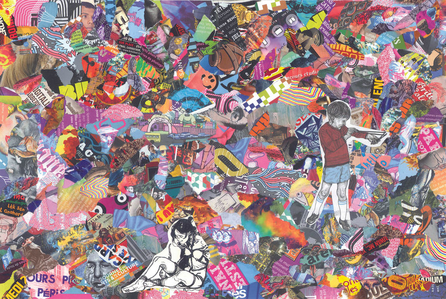Œuvre originale de la série Les Visuels de Face de Tract par Kévin Ntima. Collage unique composé de fragments de tracts et d’écrits collectés dans l’espace public, où l’image et le texte se répondent pour créer une narration ouverte et poétique.