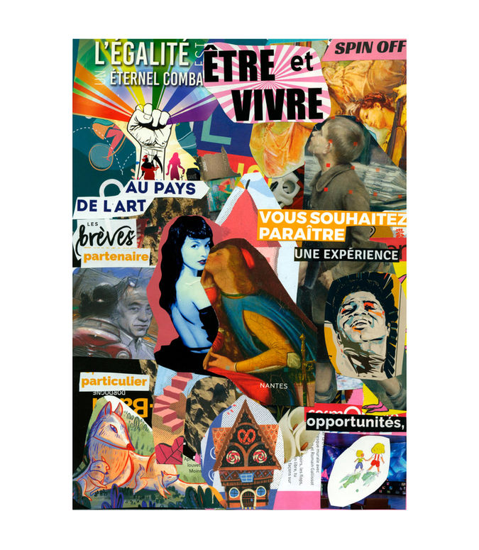 Œuvre originale de la série Les Visuels de Face de Tract par Kévin Ntima. Collage unique composé de fragments de tracts et d’écrits collectés dans l’espace public, où l’image et le texte se répondent pour créer une narration ouverte et poétique.