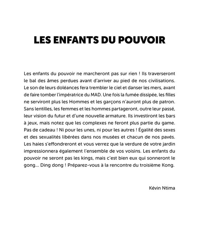 Texte issu d’une œuvre originale des Visuels de Face de Tract par Kévin Ntima. Écriture spontanée et poétique inspirée du collage, où les mots et les images se rencontrent pour créer une narration libre et ouverte à l’interprétation.