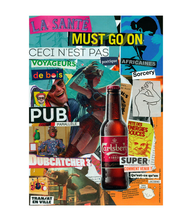 Œuvre originale de la série Les Visuels de Face de Tract par Kévin Ntima. Collage unique composé de fragments de tracts et d’écrits collectés dans l’espace public, où l’image et le texte se répondent pour créer une narration ouverte et poétique