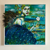 women, figurative art, fashion, feminist, collage, textile art, mixed media, floral