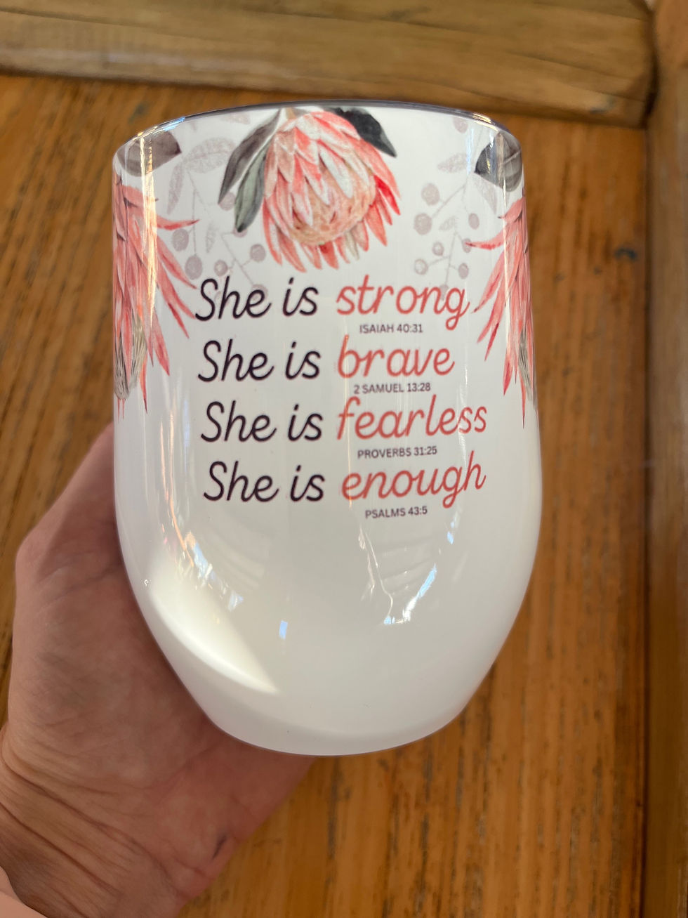 Thumbnail: Wine / Coffee tumbler: She is… (Eng and Afr options available)