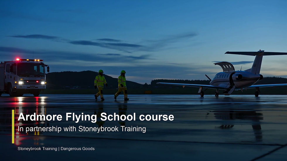 Aircraft ramp scene for Ardmore Flying School Dangerous Goods online training