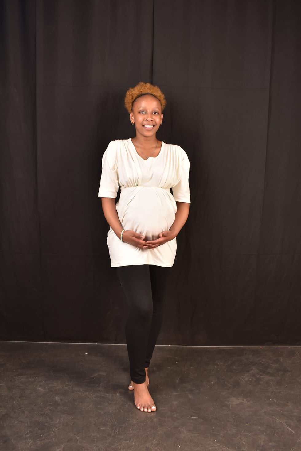 MIMIE MOLATO CREAM COTTON STRETCH SHORT MATERNITY/BREASTFEEDING DRESS