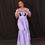 Thumbnail: MIMIE MOLATO PURPLE MATERNITY/NURSING OFF-THE-SHOULDERS MAXI DRESS WITH SLIT