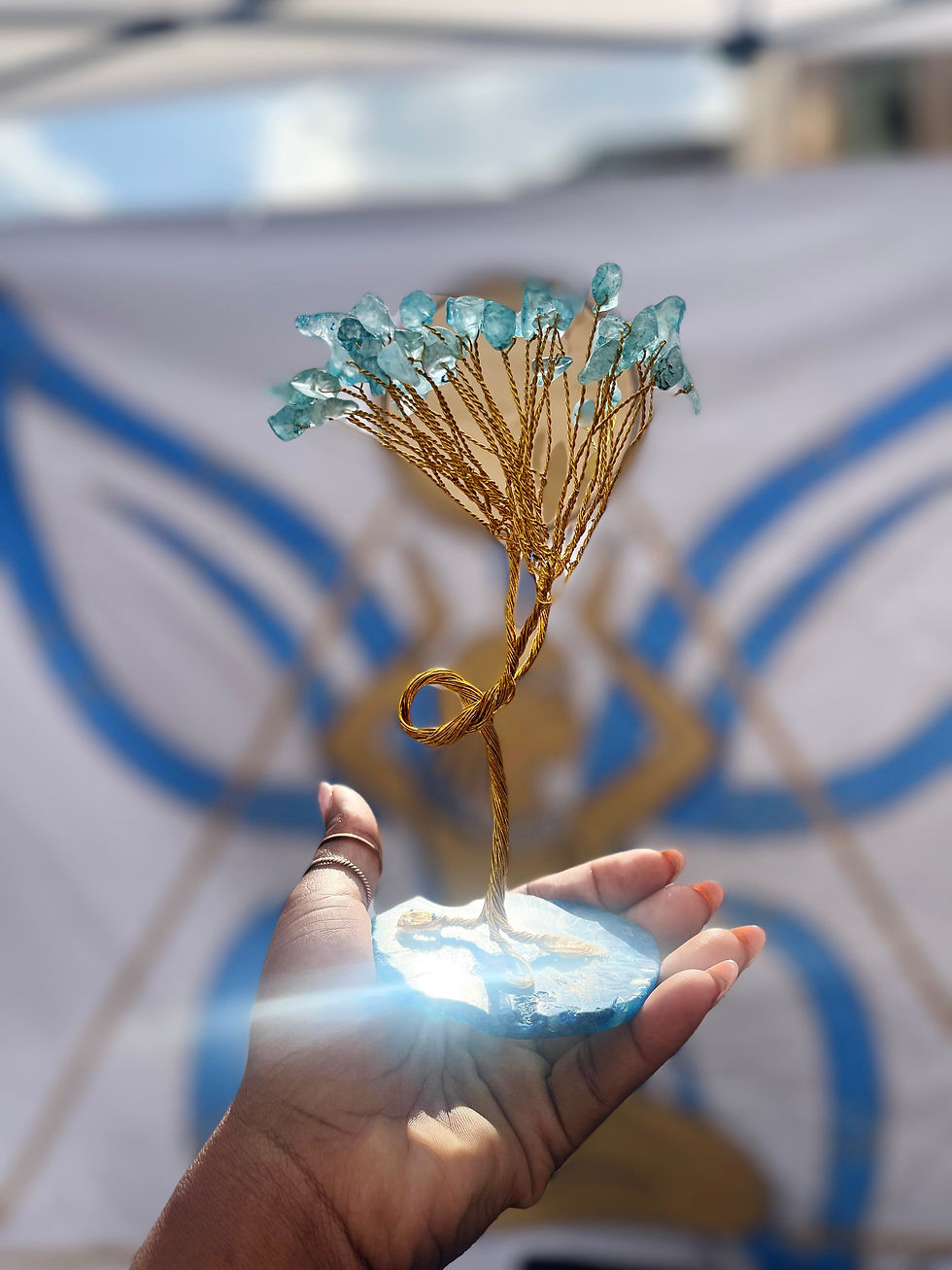 Turquoise Tree on Agate Slice