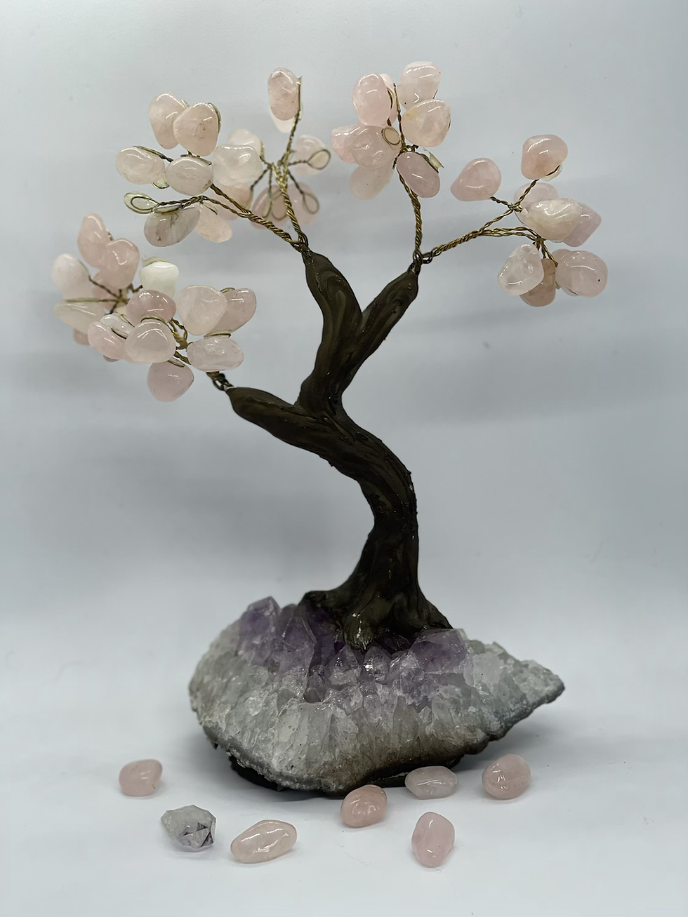 Thumbnail: Rose Quartz On Amethyst Base Tree - Large 
