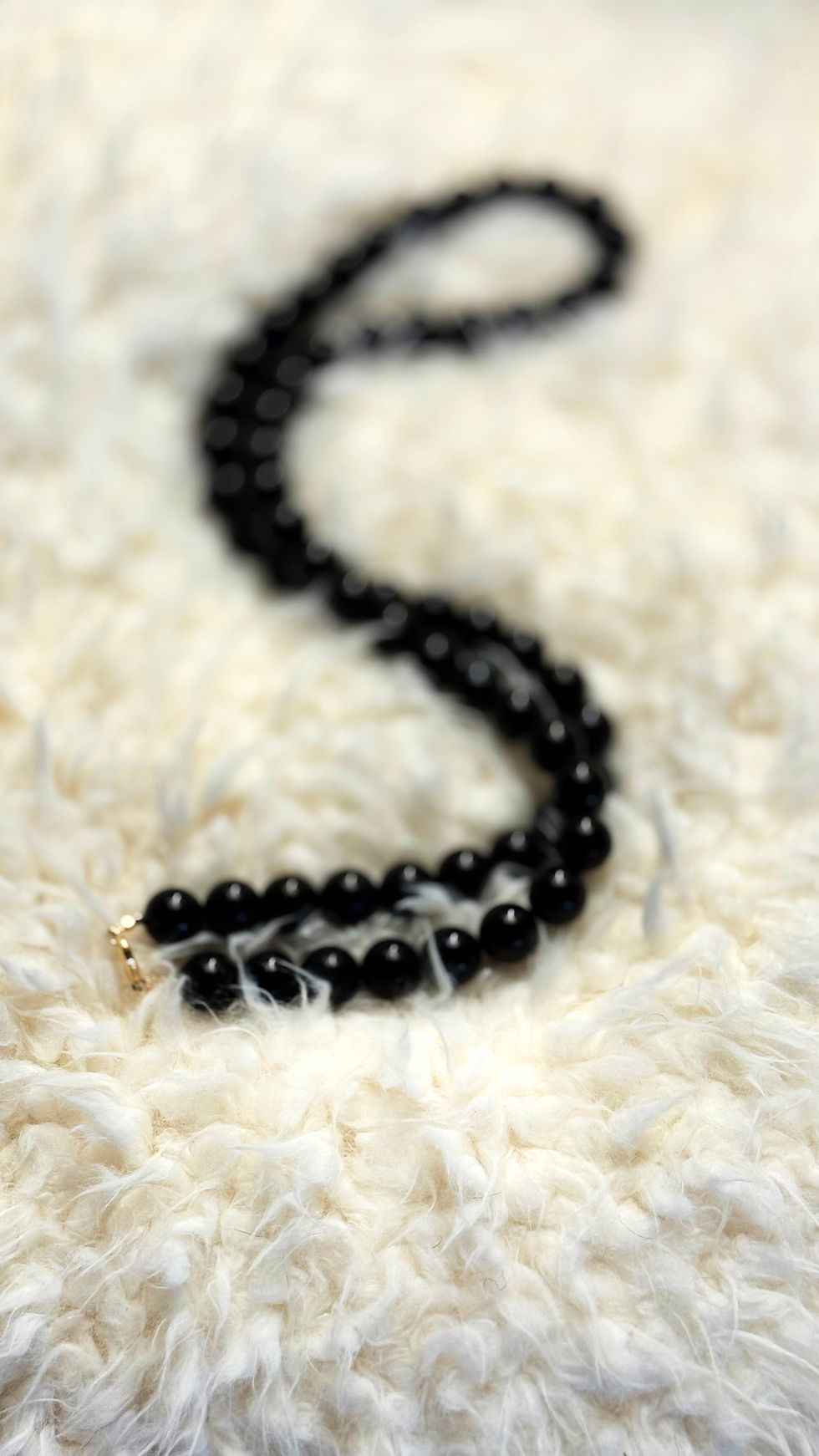 Thumbnail: Custom Made | Black Obsidian Necklace W/18k Gold Plated Clasp 