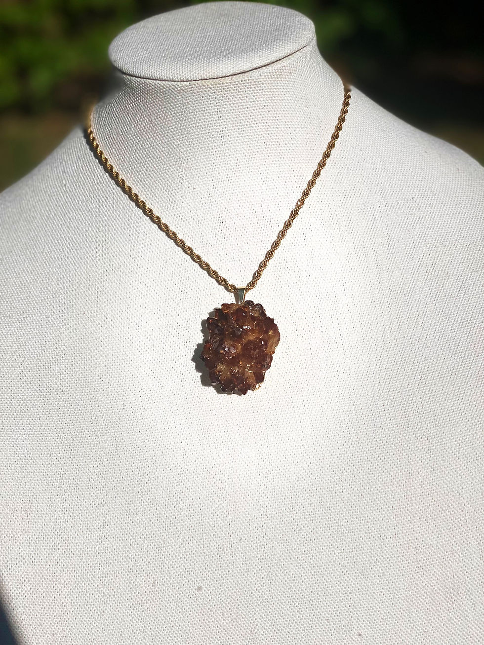 Thumbnail: Citrine Cluster Goddess Necklace | 16” Hypoallergenic & Non Tarnish 