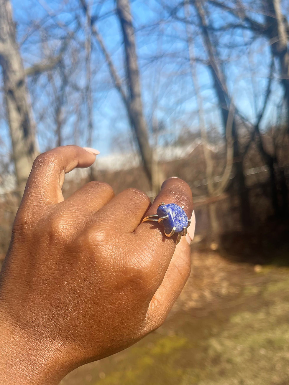 Thumbnail: Lapis Lazuli Ring• Gold Plated • Hand wrapped• Adjustable
