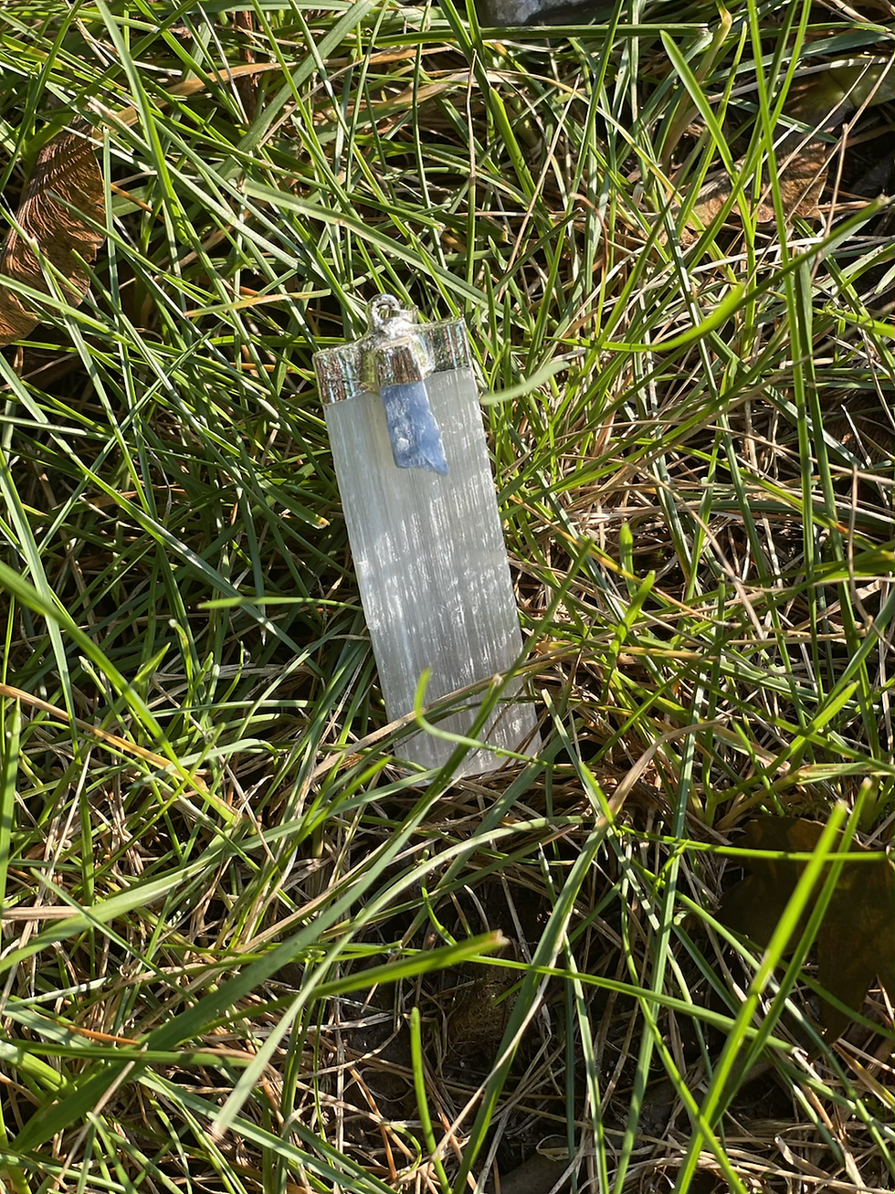 Thumbnail: Selenite With Blue Kyanite Pendant 