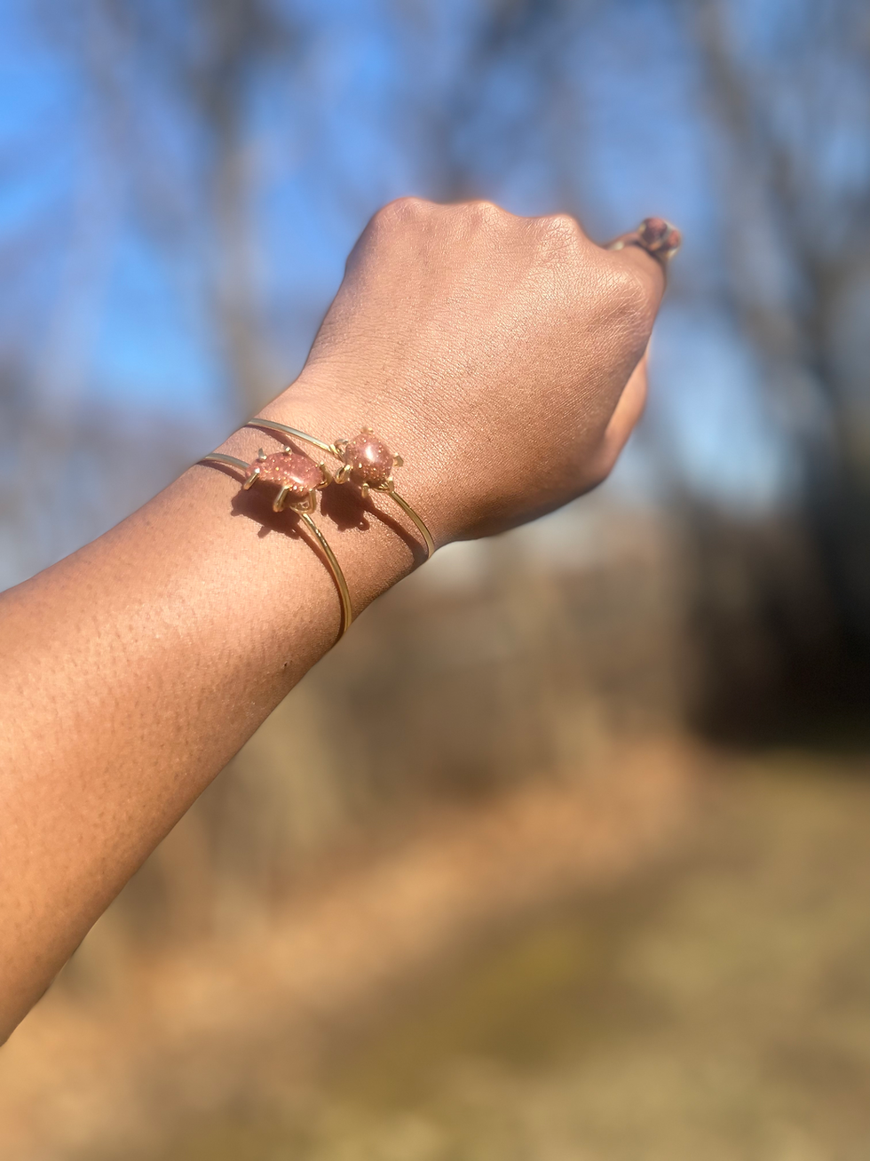Thumbnail: Red Jasper • Hand wrapped • Goddess Bangle • Hypoallergenic 