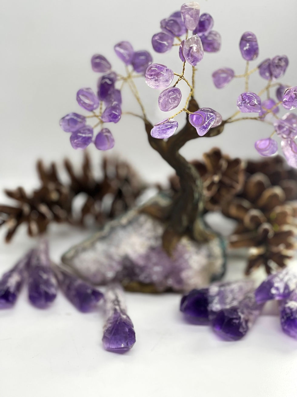 Thumbnail: Amethyst Tree on Amethyst Cluster Base 