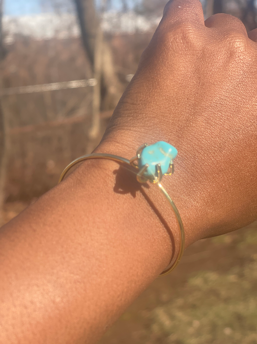 Thumbnail: Turquoise • Gold Plated • Goddess Bangle • Hypoallergenic 