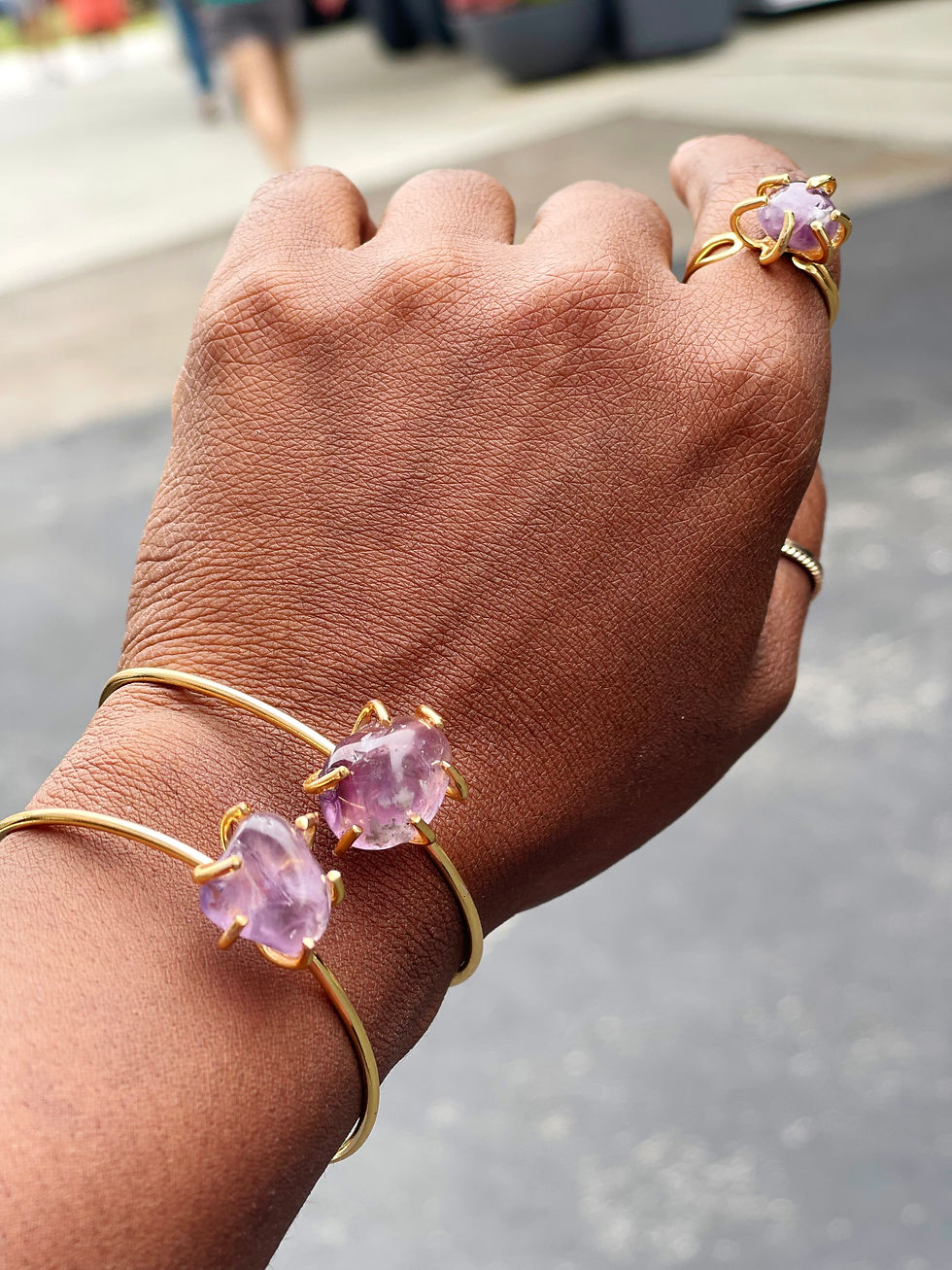 Thumbnail: Amethyst Goddess Bangles | Adjustable 