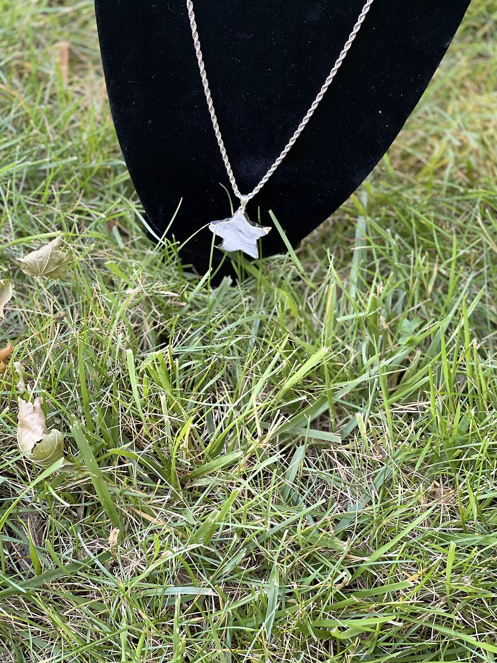 Thumbnail: Blue Chalcedony ~24” ~ Silver Necklace 