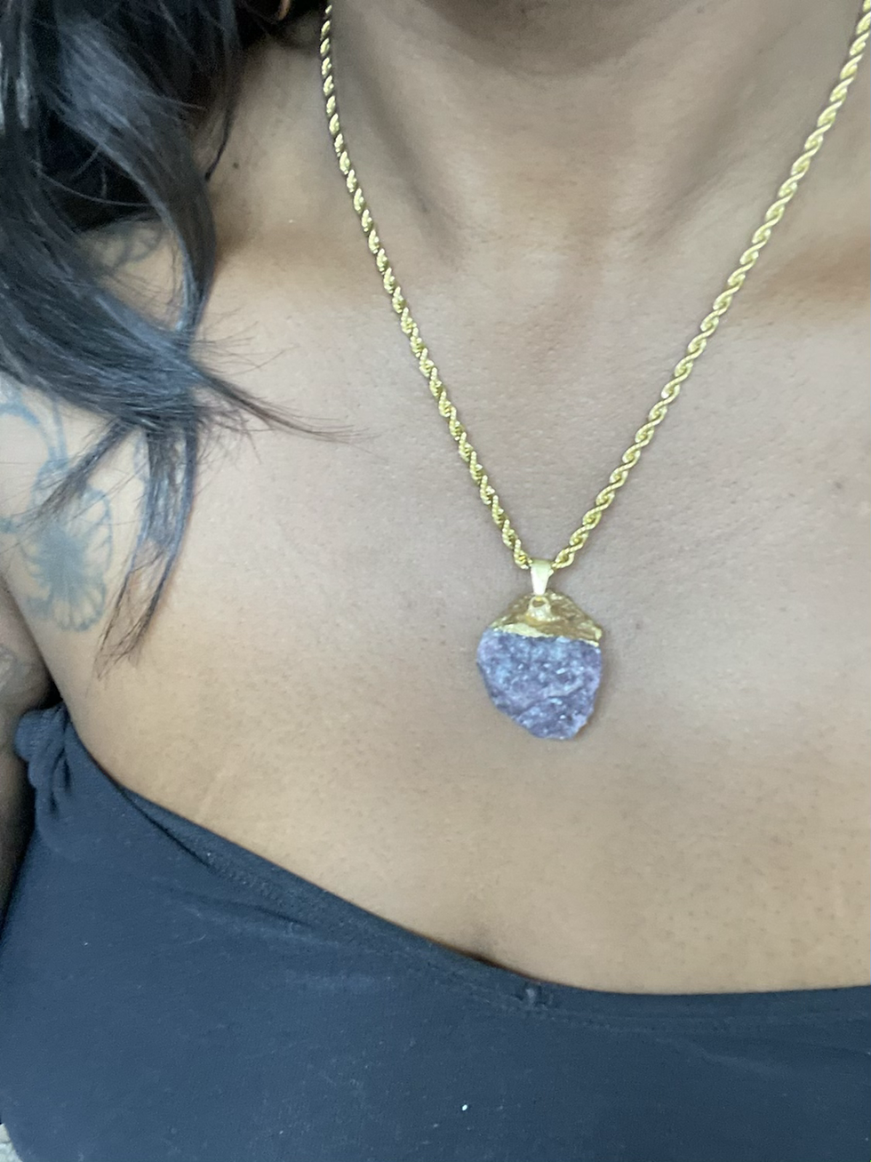 Thumbnail: 16” Rough Lepidolite Necklace 
