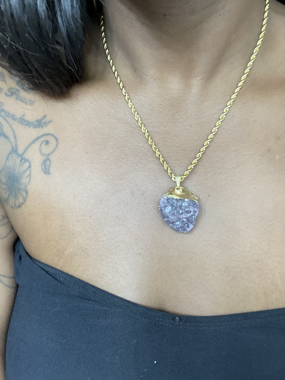 Thumbnail: 16” Rough Lepidolite Necklace 