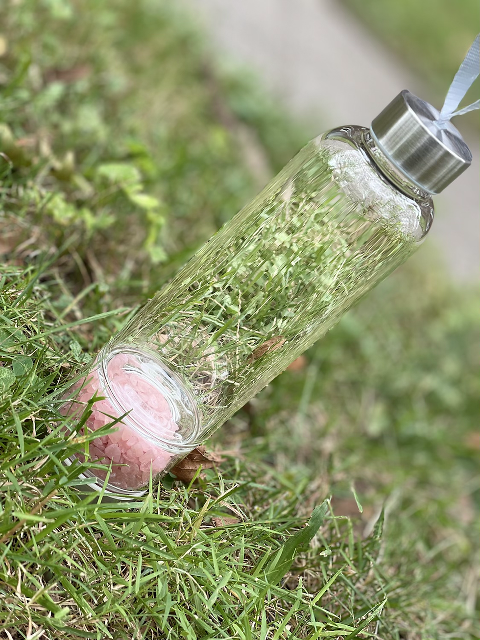 Rose Quartz Crystal Infused Water Bottle ~