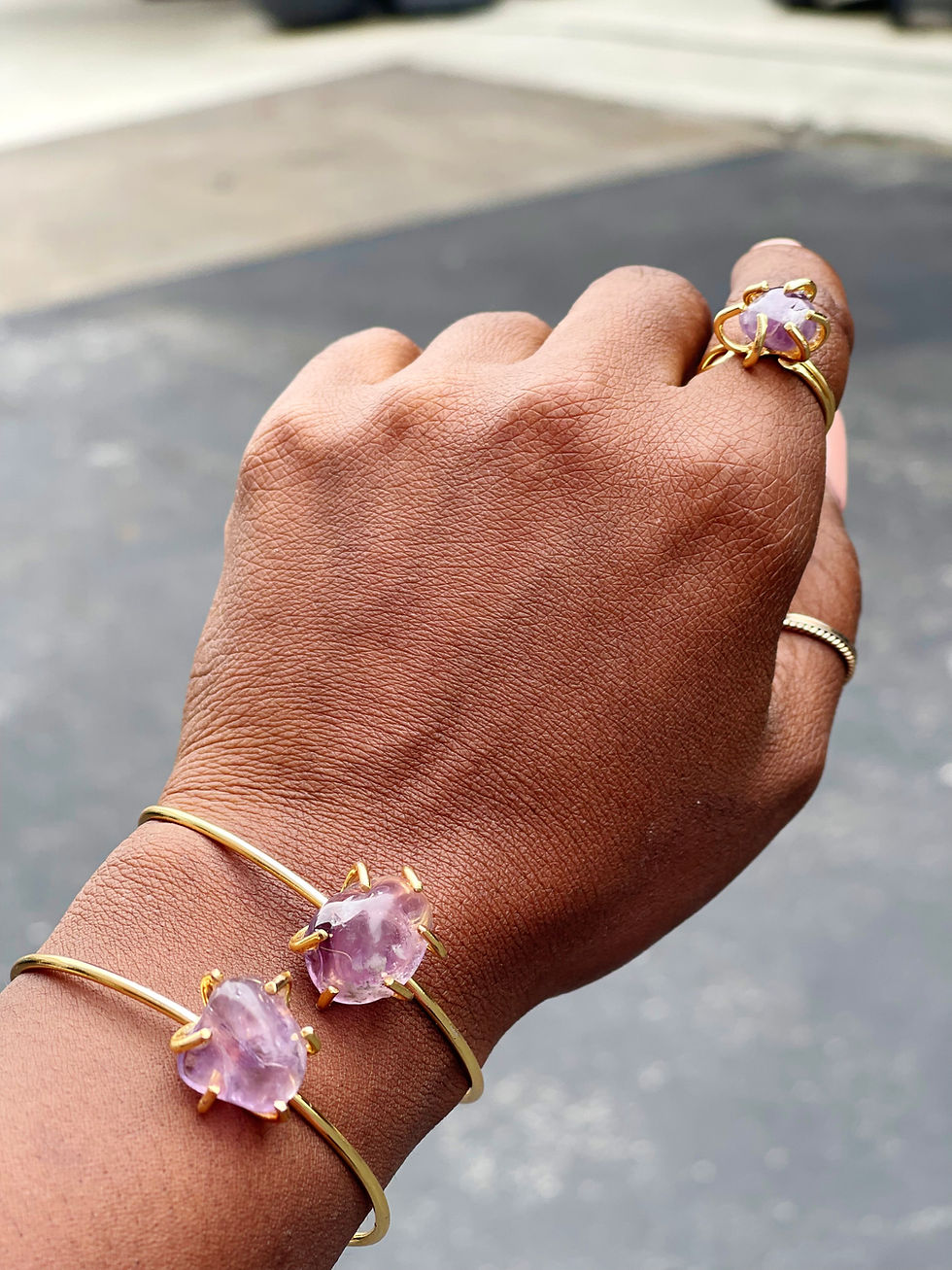 Thumbnail: Amethyst Goddess Bangles | Adjustable 