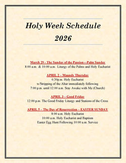 2026 Holy Week schedule