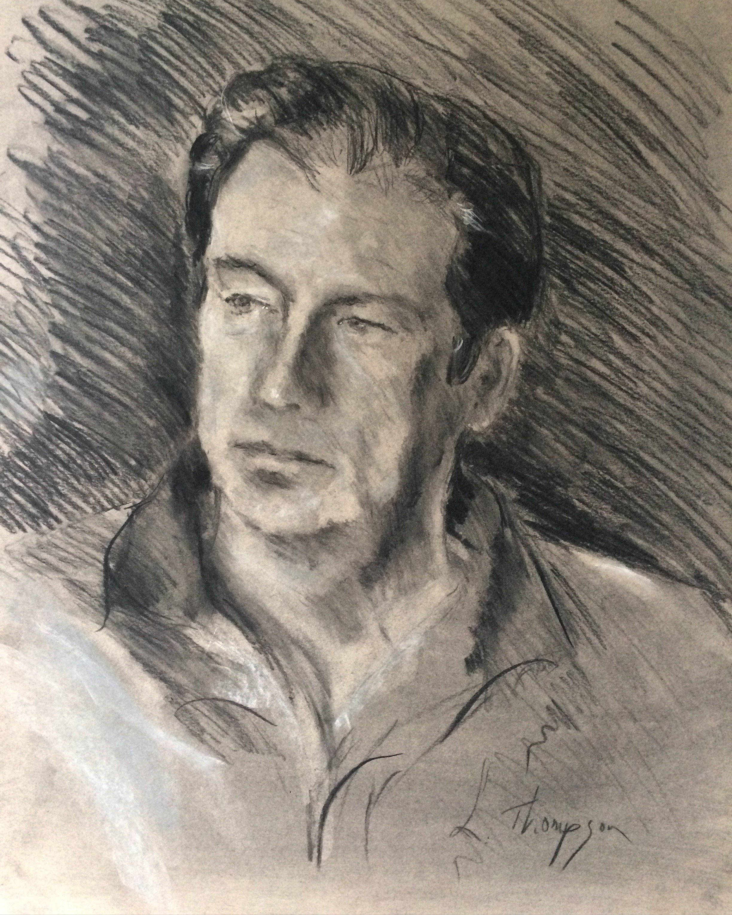 charcoal sketch of dad from life